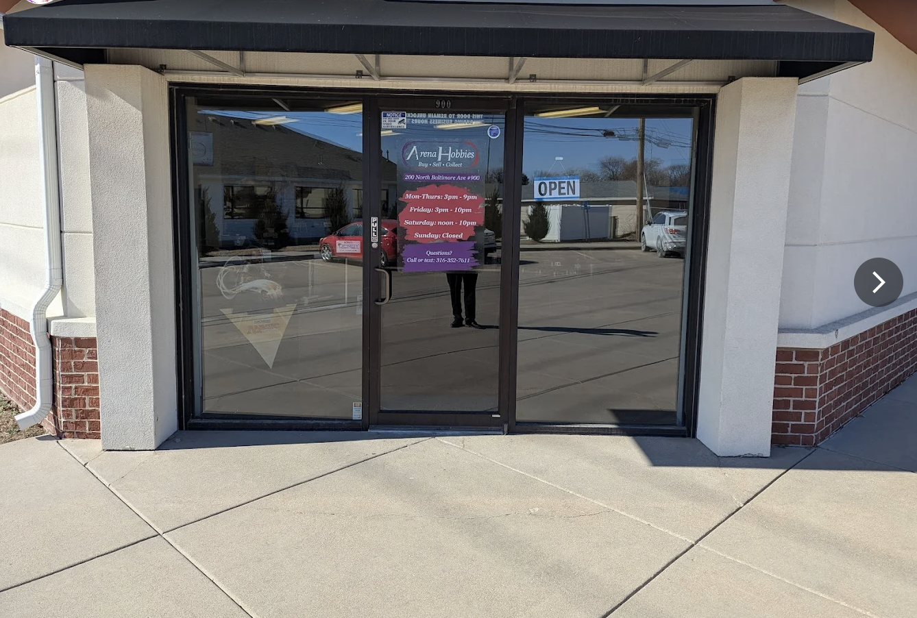 Arena Hobbies storefront entrance