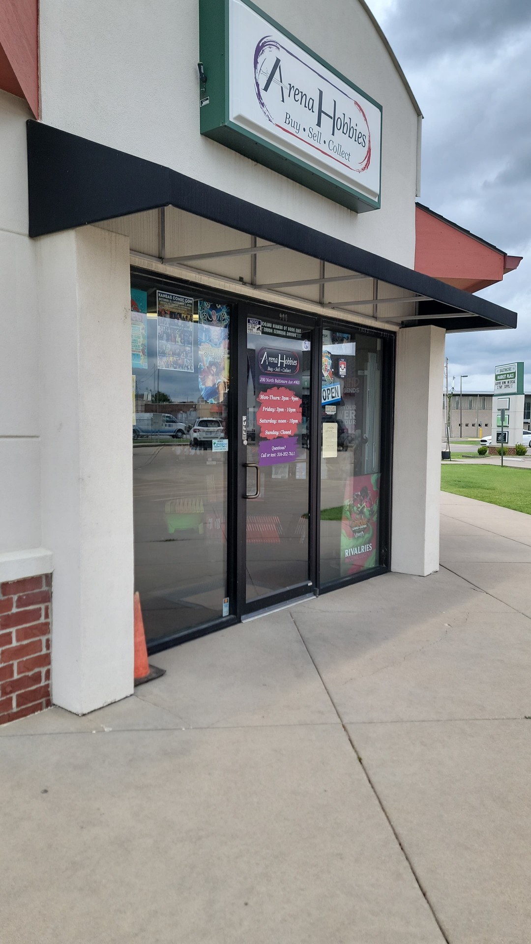 Arena Hobbies signage and exterior